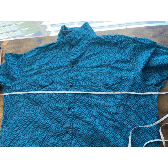 ELY Cattleman Mens XL Teal Long Sleeves Aztec Snap Button Shirt - Picture 6 of 9